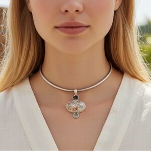 Elegant Brown Jasper and Smoky Quartz Pendant necklace, 19"